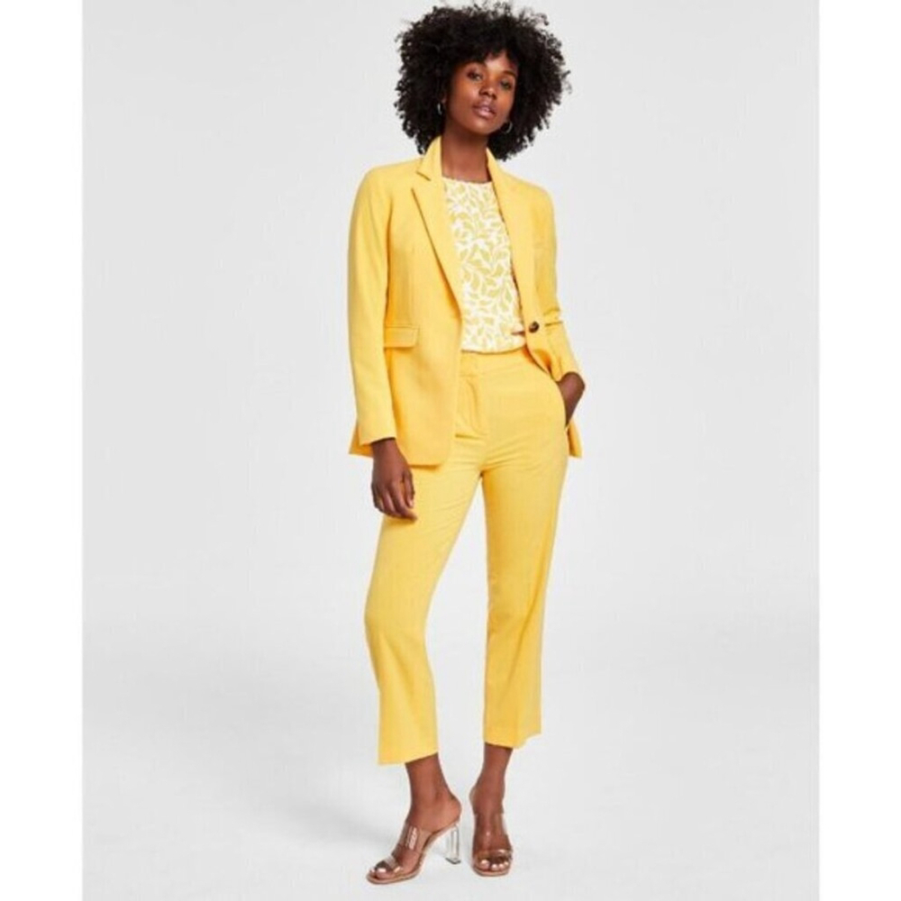 BAR III Women's Stretch Straight-Leg Bright Yellow Ankle/Capri Dress Pants NWT